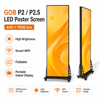 Écran d'affichage LED haute luminosité Gob Process P2/P2.5 640*1920mm, écran pliable intelligent Wifi, affichage portable pour activités intérieures
