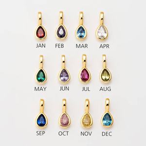 Birthstone Pendant Charms Jewelry Findings Accessories DIY Necklace Parts Gold Plated Stone Drop Components for Making Jewelry - Product Image 1
