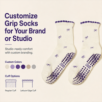 Chaussettes de yoga antidérapantes avec logo personnalisé, chaussettes de pilates en coton à haute adhérence, chaussettes de pilates écologiques antidérapantes pour toutes les saisons