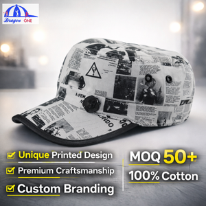 Gorra de cadete personalizada con estampado, gorra vintage de algodón de copa plana, gorras de diseño de periódico estilo streetwear OEM, gorra de asalto al por mayor, gorra de camuflaje de 5 paneles - Product Image 1