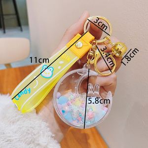 3D Acrylic Kawaii Cute Keyring <b>Key</b> Chain <b>Ring</b> Creative Filed Liquid Oil Quicksand Bottle Cute Strawberry Floating Keychain - Product Image 4