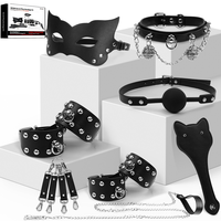 Kit de bondage BDSM InnerBloom pour adultes, jouets sexuels en cuir PU, ensemble de jeux de rôle pour couples, menottes, attaches pour les pieds, laisse, bandeau, bâillon