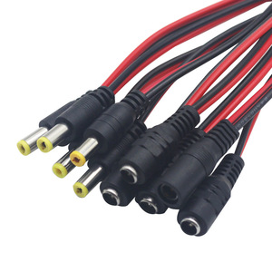 Câble d'alimentation CC 12V 24V, connecteur de caméra à trou rond, adaptateur mâle-femelle, fil rouge et noir, cuivre pur, cordon d'extension en PVC - Product Image 1