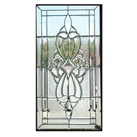 Porte et fenêtre en verre massif de style européen, 3 mm d'épaisseur, en verre teinté artisanal, vitrail ovale, verre biseauté, étanche, pour salon