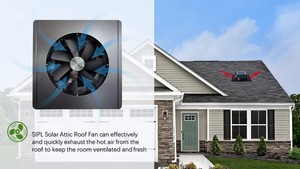 Ventilador Axial Solar de 40W para Techo, con Rodamientos de Bolas, IP68, Motor DC sin Escobillas, Carcasa de Acero Galvanizado, Turbina de Ventilación Giratoria de 360 Grados - Product Image 4