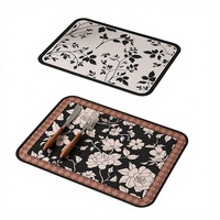 Napperon de table moderne de style médiéval européen rétro en cuir PU, imperméable, résistant à l'huile, sans lavage, résistant aux hautes températures, luxueux