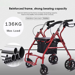 Bộ Đẩy Cửa Ra Vào Nhà Máy Bộ Tập Đi Gấp Gọn Bộ Tập Đi Y Tế Ngoài Trời Mua Sắm Tiện Dụng Điều Chỉnh Được Cho Bệnh Nhân Kèm Ghế Ngồi - Product Image 3