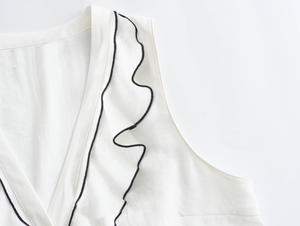 QSY 2025 V Neck B Ttons P Color blanco Front R Ffle Venta caliente Cas Al Fashion Tank Top para mujer - Product Image 4