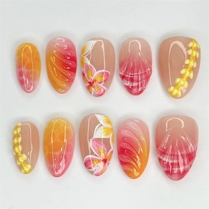 Faux Ongles à Presser Fleurs du Jardin Secret, Courts, Forme Amande, Rose, Thème Printemps-Été, Art des Ongles, Inspiré des Contes de Fées, Vente Chaude - Product Image 3