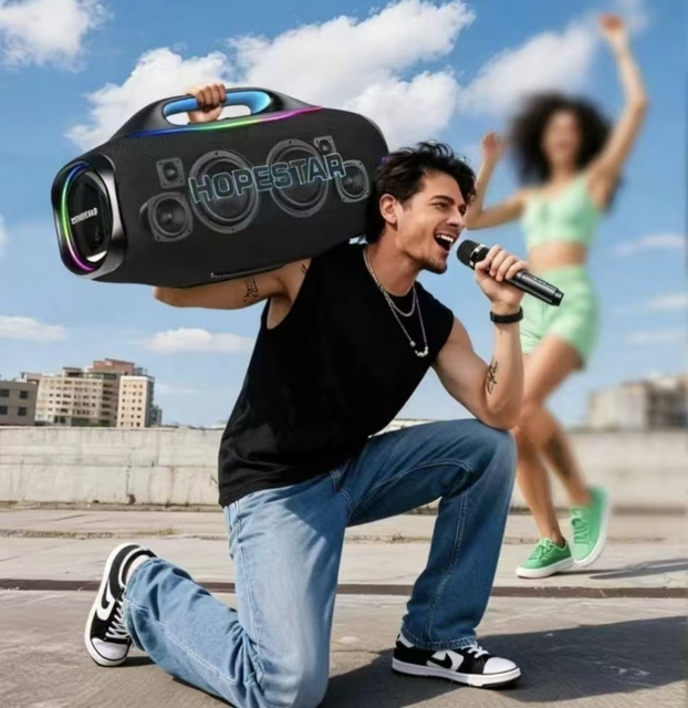 HOPESTAR A95 580W Portable Speakerwith UHF Wireless Mic 40000mAh Battery OutdoorBoombox with RGB Light & AuraCast