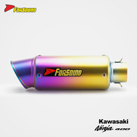 Pot d'échappement rectangulaire dégradé violet-jaune pour Kawasaki Ninja 400, prix de gros usine Forsound, idéal pour la course sur circuit