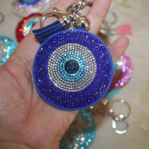 Porte-bonheur breloque strass mauvais œil porte-clés Bling coeur sac breloques Protection porte-clés mauvais œil porte-clés - Product Image 2