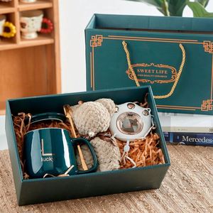 Custom Custom Corporate Gift Insulated Ceramic Coffee Mug Gift Set with Lid Spoon Branded <b>Cheap</b> Holiday Promo Kit - Product Image 2
