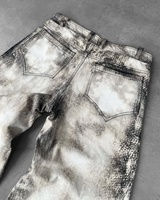 Jeans Baggy Homme Personnalisés Marque Privée Y2K Streetwear Délavés Effet Neige avec Strass Coupe Large en Denim Fabricant OEM ODM Vente en Gros
