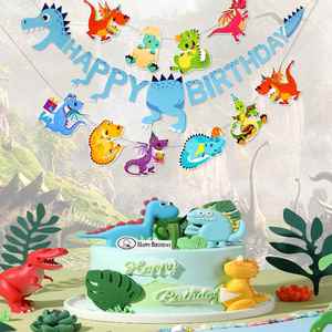 Décorations murales sur le thème du Jurassic, fournitures de fête, décorations de fond, bannière joyeux anniversaire dinosaure - Product Image 2