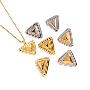 Chubby Triangular <b>Stud</b> Earrings Zinc Alloy Geometric Design Gold And <b>Silver</b> Color For Fashion Jewelry - Product Image 1