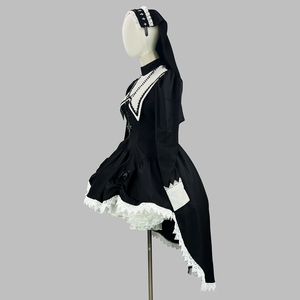 Costume da Suora di Tendenza per Feste di Halloween, Taglie S-5XL, Abito Gotico Nero da Suora, Costume Cosplay per Ragazze e Donne, <span class=keywords><strong>Anime</strong></span> - Product Image 1