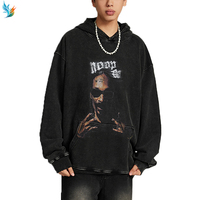 Sweat-shirt graphique surdimensionné Hip Hop Rap pour homme, vintage, noir, effet délavé, portrait de Snoop Dogg