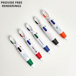 Bolígrafos Promocionales Personalizados con Logotipo, Bolígrafos Retráctiles 4 en 1 con Mosquetón de Plástico, Ancho de Escritura de 1.0 mm, Grabado Láser - Product Image 1