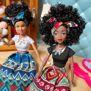 Bambola nera di 32.5cm con pelle marrone 11 palline snodate in vinile africano nero moda bambole nere per ragazze africane - Product Image 4