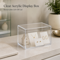 Boîte de présentation en acrylique transparente personnalisée avec couvercle amovible, vitrine pour bijoux et objets de collection, impression UV, logo OEM, organisateur de vente au détail