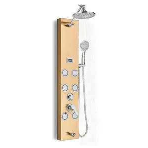 CYEN new design high quality LCD temperature display stainless gold steel shower column wall mounted rain shower bathroom shower