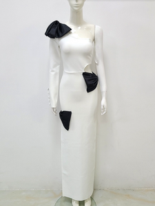 Abito da sera elegante <span class=keywords><strong>con</strong></span> <span class=keywords><strong>spacco</strong></span> alto da donna stile ottavino a manica lunga stile stile stile stile stile traforato <span class=keywords><strong>con</strong></span> fiocchi 3D - Product Image 5