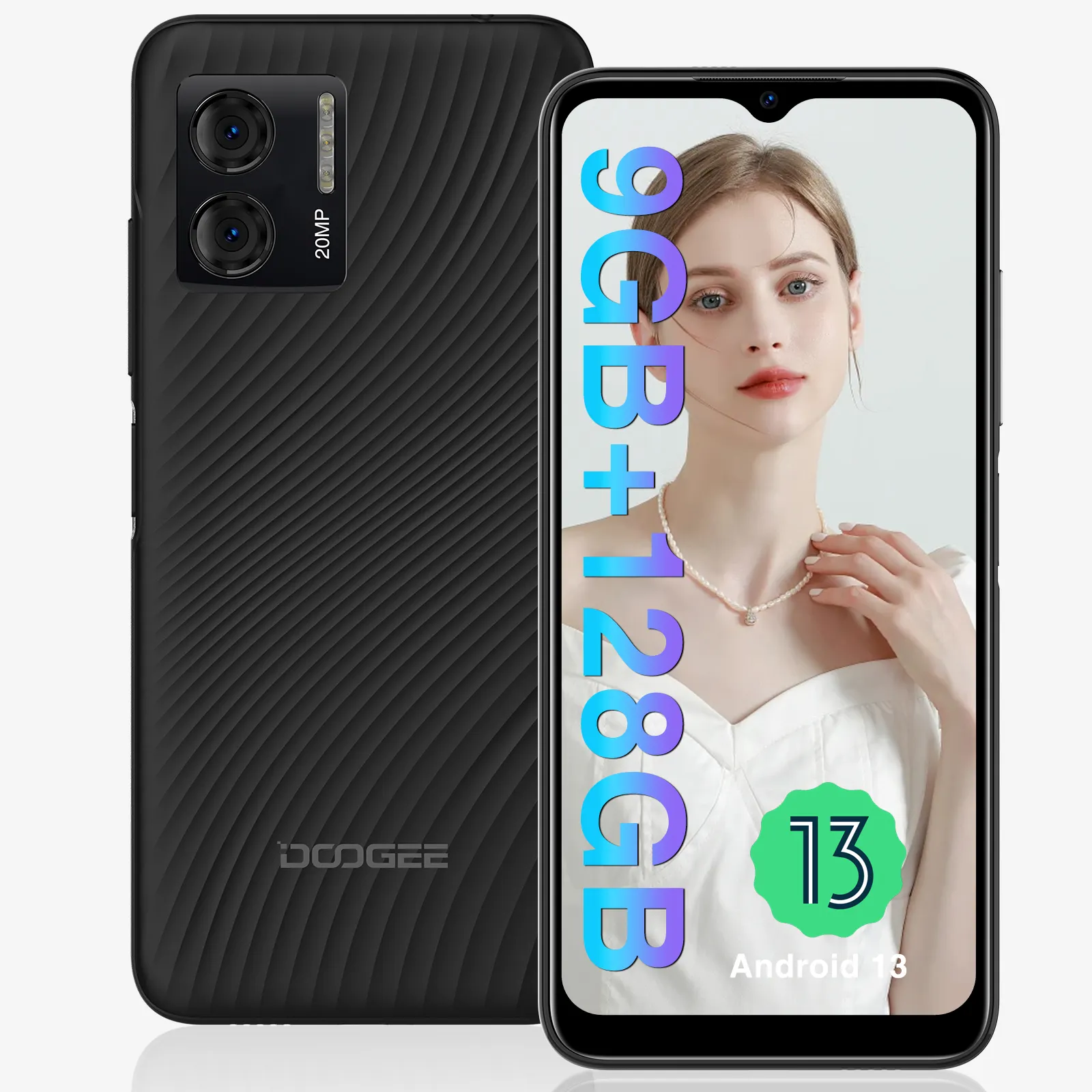 DOOGEE N50S ponsel cerdas Android, ponsel pintar modis 8GB + 128GB dengan fitur Pembuka Kunci pengenalan wajah sidik jari