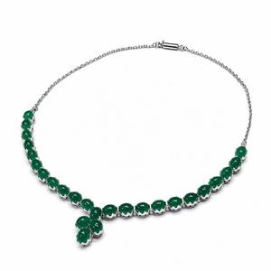 Collier en argent sterling 925 plaqué rhodium avec onyx vert pour femmes - Product Image 2