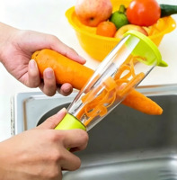 Groothandel Keuken Groente Schilmes met Schilopvangbak Plastic Handvat Knoeivrije Fruit Snijder Schilmes voor Huishoudelijk Gebruik Cadeau