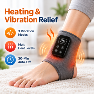 Masseur chauffant pour les pieds et les chevilles, enveloppement vibrant pour soulager la douleur, appareil de massage électrique portable pour usage domestique - Product Image 1