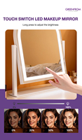 Miroir de courtoisie LED de bureau en métal arqué Miroir de table portable avec lumière et capteur tactile