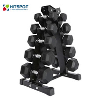 Ensemble d'haltères en caoutchouc commercial 5 kg poids de gymnastique à domicile haltères accessoires de musculation hexagonaux ensemble d'équipement d'haltères
