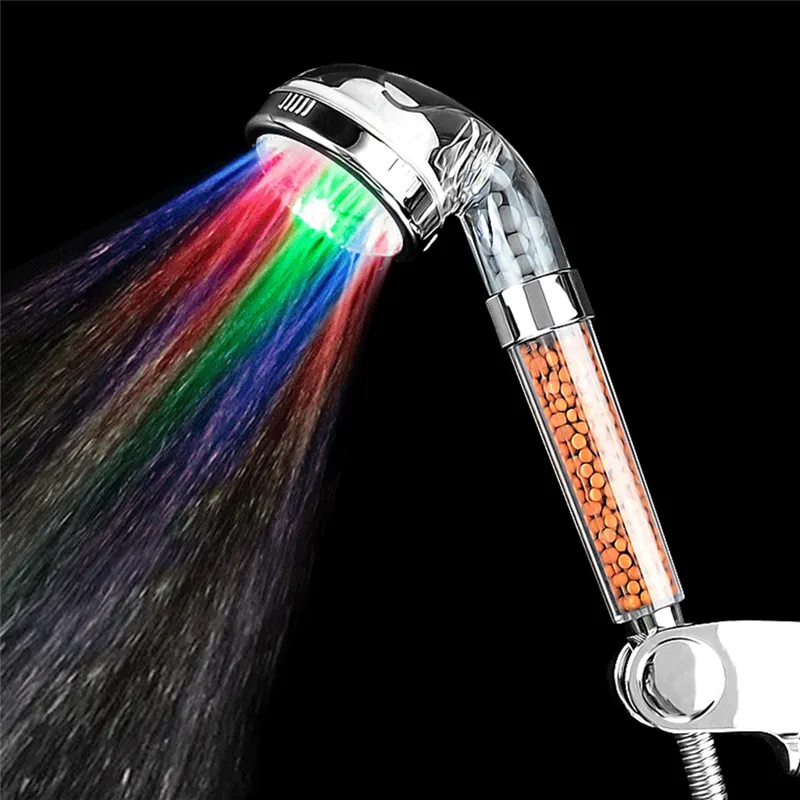 Holmine cabeça colorida de chuveiro, acessórios de banheiro para casa, 7 led cores que muda de água, brilha luz