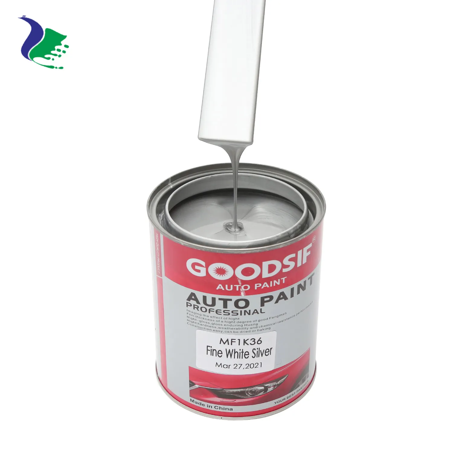 GOODSIF-Sistema de tintura para Pintura automotriz, laca acrílica, capa transparente, Pintura para coche, color blanco y plateado fino 1K