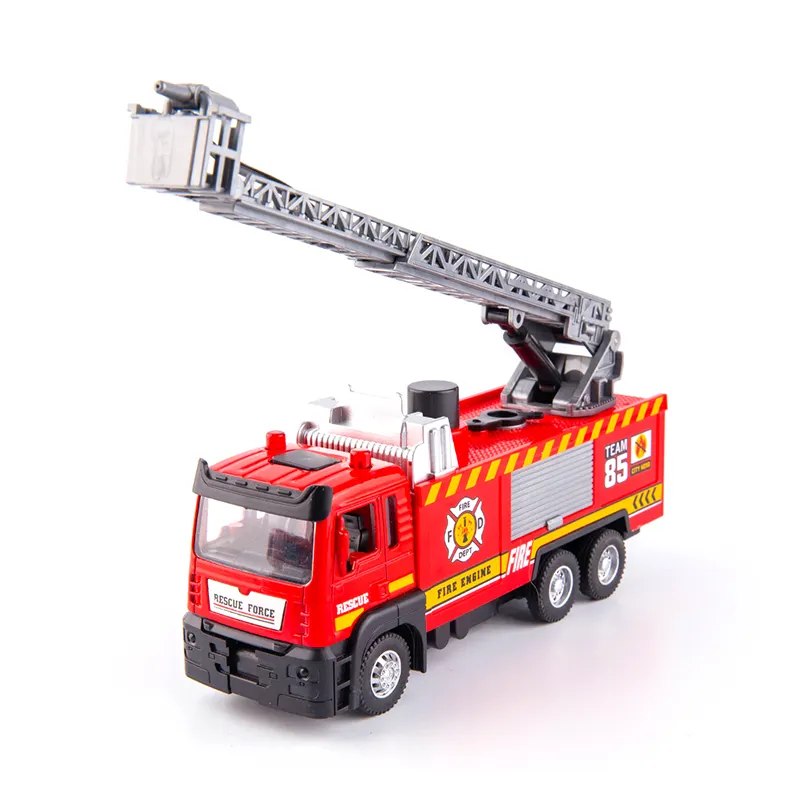 kids electric diecast toys viechel F/W alloy car fire water tank car with light and music 2023 new toy