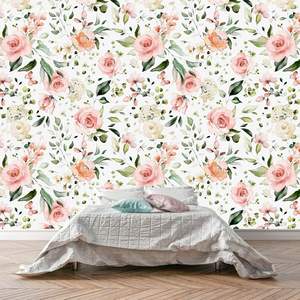 วอลเปเปอร์ภาพพิมพ์ลายดอกไม้สีชมพูแบบสั่งทำ ลายใบไม้ ผีเสื้อ ผ้าไหม สำหรับตกแต่งบ้านและสำนักงาน ผลิตในจีน - Product Image 2