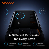 Chargeur GaN Mcdodo 139 100W 4-en-1 avec câble rétractable 100cm, contrôle tactile, affichage numérique intelligent, emojis, station de charge USB C