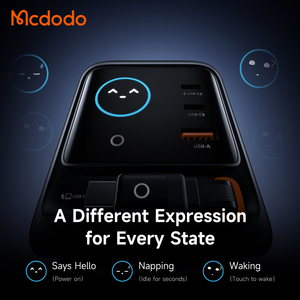 <span class=keywords><strong>Chargeur</strong></span> GaN Mcdodo 139 100W 4-en-1 avec câble rétractable 100cm, contrôle tactile, affichage numérique intelligent, emojis, station de charge USB C - Product Image 3