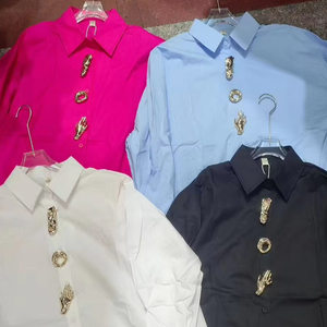 Camicie e <span class=keywords><strong>Bluse</strong></span> Casual da <span class=keywords><strong>Donna</strong></span> in Cotone a Maniche Lunghe, Nuova Collezione <span class=keywords><strong>Autunno</strong></span> Primavera, Versatili e alla Moda - Product Image 3