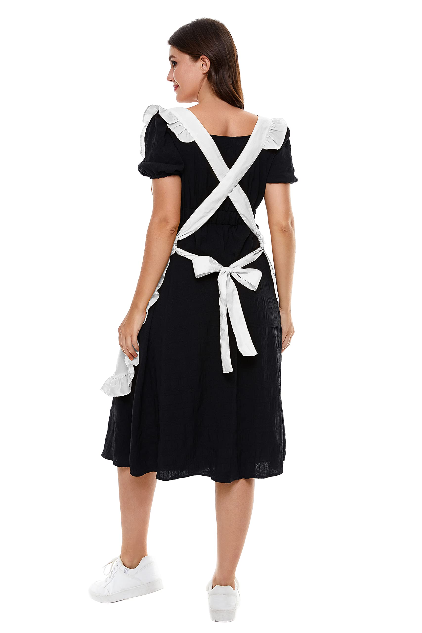 Delantal Retro Petite Maid Con Volantes - Para Cocina, Limpieza O Cosplay, Talle Pequeño, Espalda Cruzada