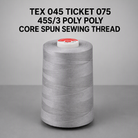 Benang Jahit Polyester Corespun Tex 045 Ticket 075 45S/3, 5000 Yard Per Cone