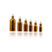 Fantaisie or placage galvanoplastie verre huile essentielle rouleau bouteilles 5ml à 100ml tailles compte-gouttes joint Carton emballé goutte pour les yeux utilisation