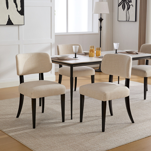 Ensemble de 4 chaises de salle à manger modernes rembourrées en tissu, style mid-century, dossier solide, meubles pour la maison - Product Image 4