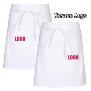 Tablier personnalisé <span class=keywords><strong>de</strong></span> haute qualité avec logo pour femmes et hommes, noir, avec poches et liens, pour serveurs, serveuses, chefs et personnel d'accueil. - Product Image 1
