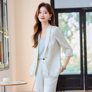 Women's Three Quarter Sleeve Blazer Suit Jacket Polyester Anti-Wrinkle Spring Professional Elegant High Class - Product Image 4