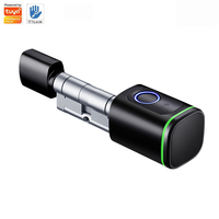 Secukey Pas Cher D1 Tuya TTlock Ble Empreinte Digitale Serrure De Porte À Cylindre Intelligent Longueur De Cylindre Réglable Avec Clé Serrure À Cylindre Sans Fil