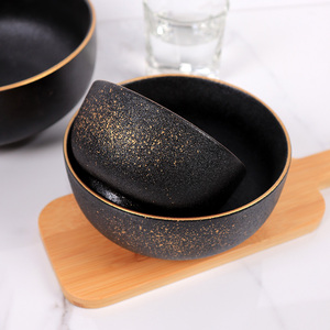 Nuovo Design Stile Giapponese, Stoviglie per Ristorante, Ciotola Rotonda in Ceramica per Riso, Ramen e Zuppa con Bordo Dorato - Product Image 4