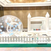 Ensemble d'équipements gonflables doux et pastel avec clôture en cuir PU/PVC, piscine à balles et toboggan pour usage commercial pour enfants