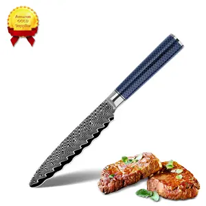 10% ra khỏi tổ ong xử lý 5 inch thép carbon cao 67 lớp VG10 Damascus sóng lưỡi bít tết dao với miễn phí biểu tượng tùy chỉnh